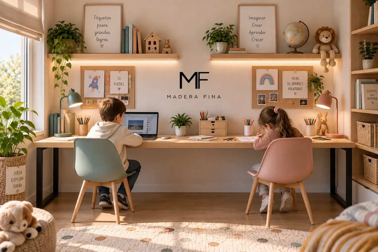 Escritorios dobles infantiles. Soluciones a tus necesidades en Madera Fina. Escritorios dobles infantiles. Soluciones a tus necesidades en Madera Fina.